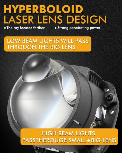 2.5″ 90 W 70 W feux de route/croisement Bi-LED Laser lentille projecteur phare installation sans modification destructive