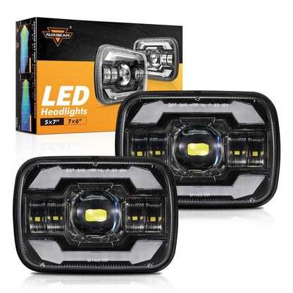 Starlight Flow série 7×6″ optique scellée phares LED avec feux de route/croisement & orange clignotant blanc DRL pour Jeep