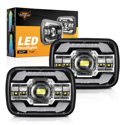 Starlight Flow série 7×6″ optique scellée phares LED avec feux de route/croisement & orange clignotant blanc DRL pour Jeep