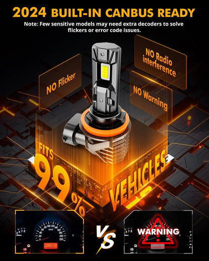 H11 H9 H8 H16JP Ampoules de phare LED/Fog Lights Q15 série sans ventilateur & Wireless 60W 18000LM 6500K blanc froid – 2