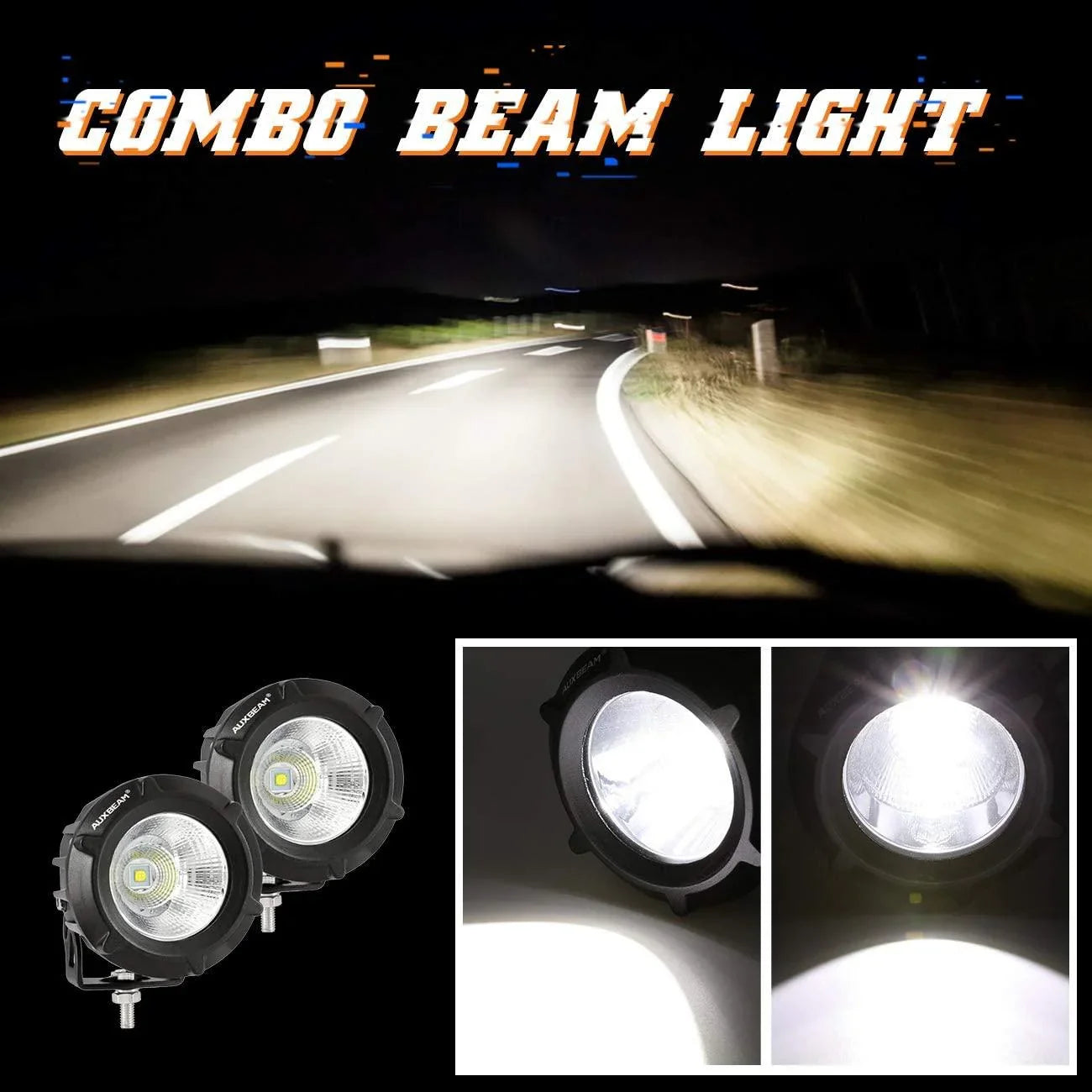 3.5 Inch 50W Round/Square LED Driving Lights Combo blanc/Yellow avec wiring harness pour 2000 FORD F250 – vue 8