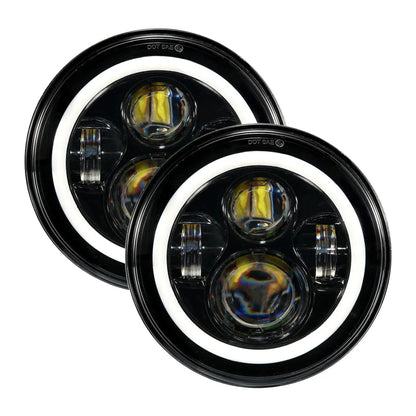 7″ LED Halo phares+5D-PRO 52″ droit Barres LED+pare-brise supports de montage 18 W projecteurs LED compacts kit pour Jeep