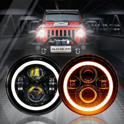 7″ LED Halo phares & 4″ 30 W LED antibrouillards avec blanc DRL avec orange clignotant pour Jeep Wrangler2007-2018 JK – vue