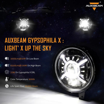 9″ rond 100 W phares LED avec DRL & 4″ 30 W LED antibrouillards avec Adapter Ring pour Jeep Wrangler JL 2018–2019 – vue 2