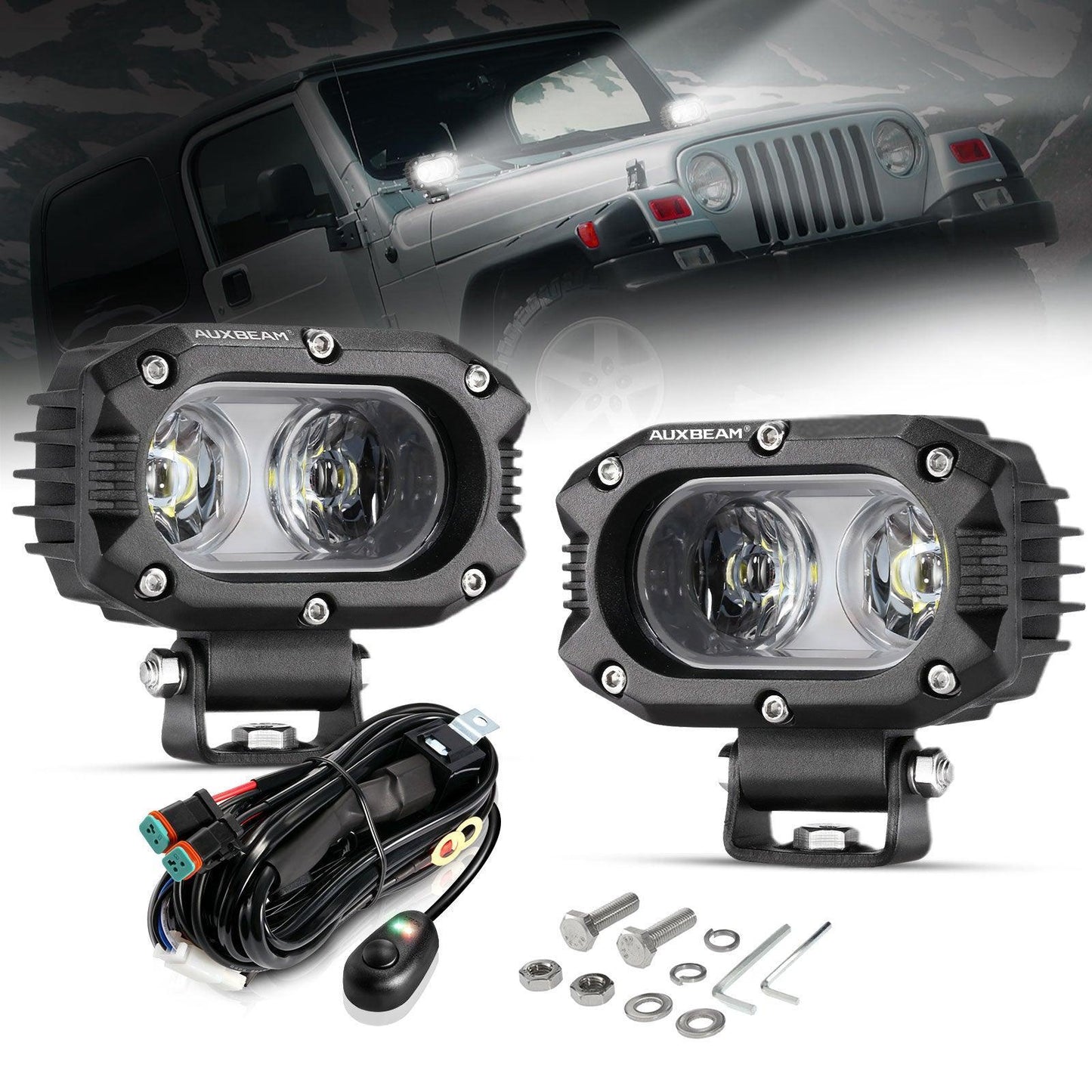 R4 série | 4 Inch 60W Corrugated Lens 120° Wide Beam LED Pods Lights