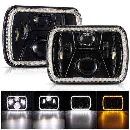 7×6 phares LED Rectangular phares High Low optique scellée avec DRL clignotant homologation DOT pour Jeep Wrangler YJ