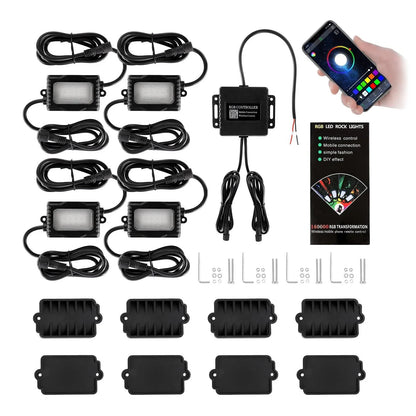 8 pièces RGB éclairage LED de soubassement Multicolor kit avec Bluetooth contrôleur – vue 12 – NOVADOMIO