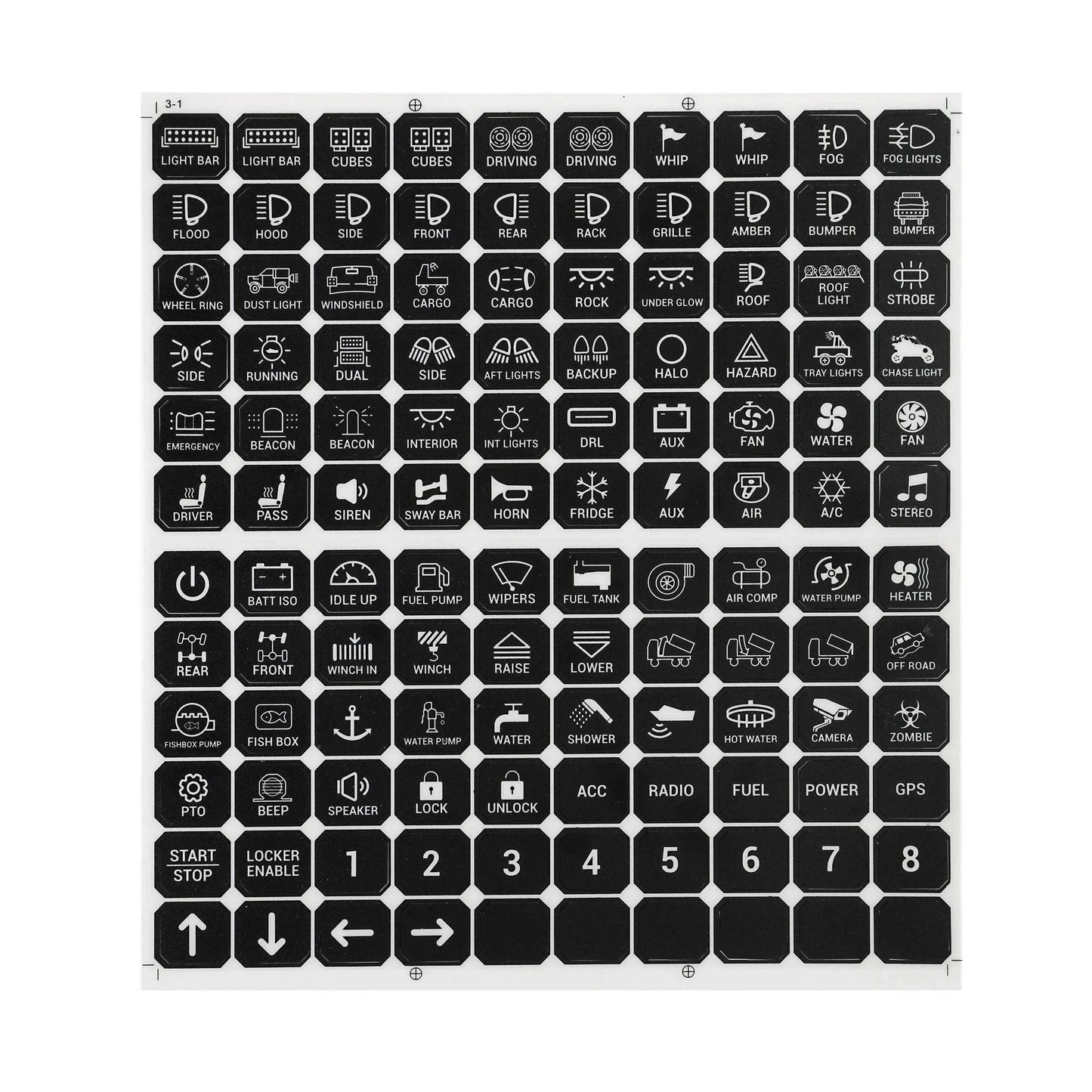 120 Universal Stickers pour panneau de commande