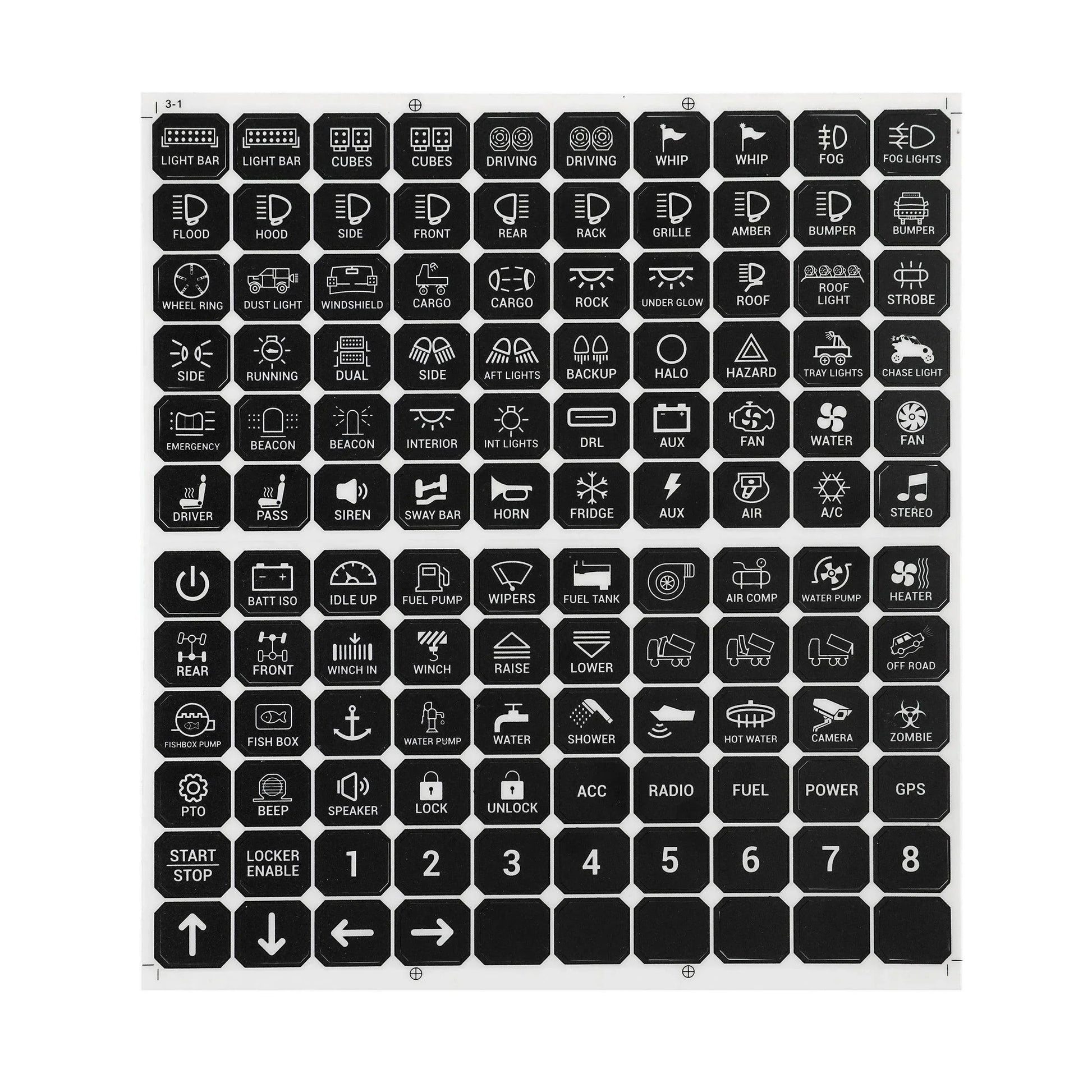 120 Universal Stickers pour panneau de commande