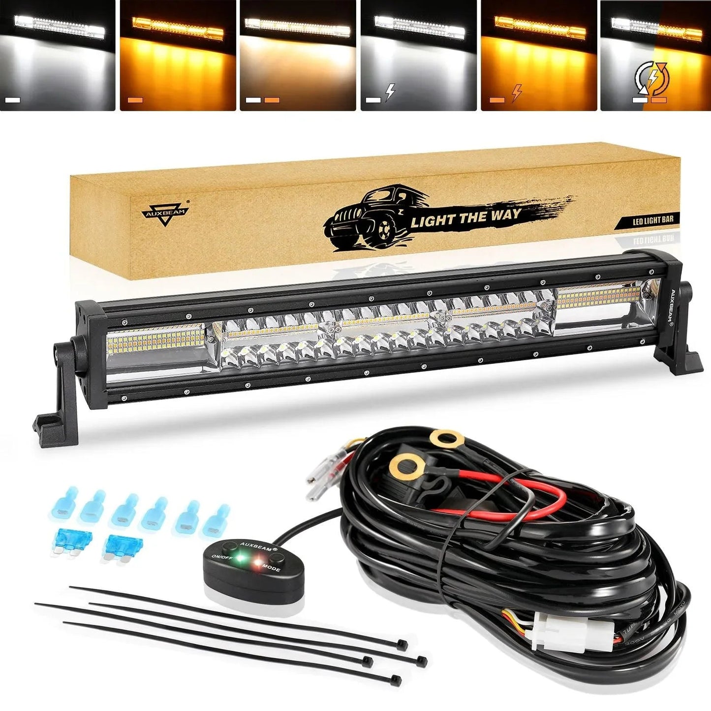 6 Modes série 22 Inch/30 Inch/42 Inch/50 Inch blanc&orange Barres LED – vue 25