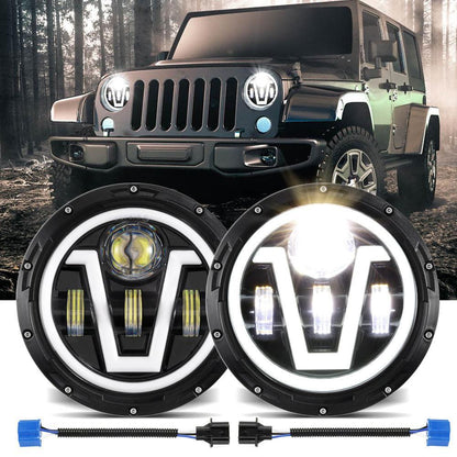 7″ phares LED Halo feux clignotants orange avec DRL feux de route/croisement pour Jeep Wrangler JK LJ CJ TJ – NOVADOMIO