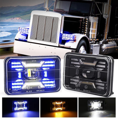 Lot de 2 4×6″ optique scellée phares LED avec feux de route/croisement DRL clignotant – NOVADOMIO