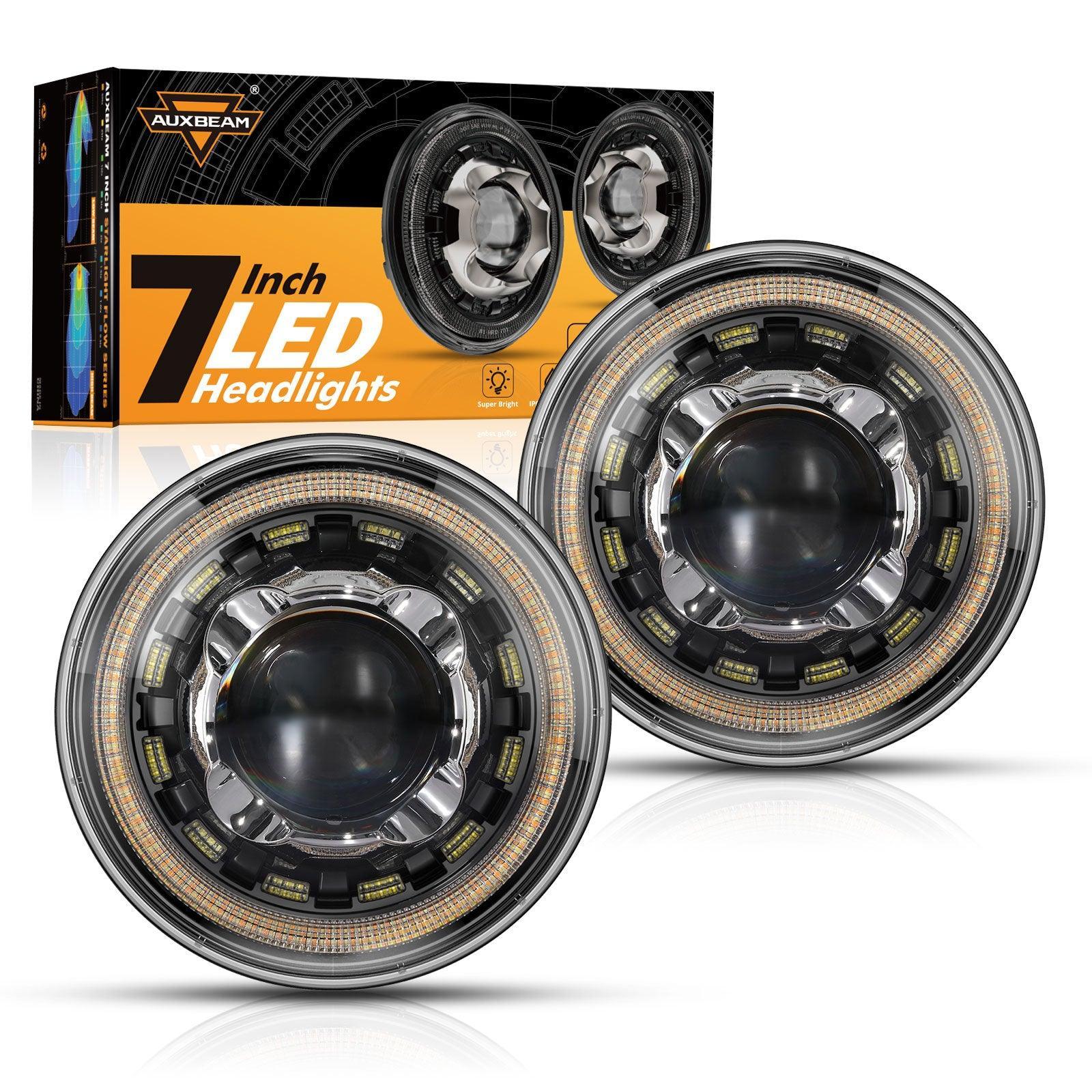 Starlight Flow série 7 Inch 135W DOT Approved LED Headlights avec DRL&clignotant High Low Beam pour Jeep Wrangler JK TJ LJ C…