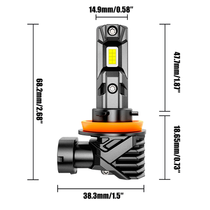 H11 H9 H8 H16JP Ampoules de phare LED/Fog Lights Q15 série sans ventilateur & Wireless 60W 18000LM 6500K blanc froid – 2