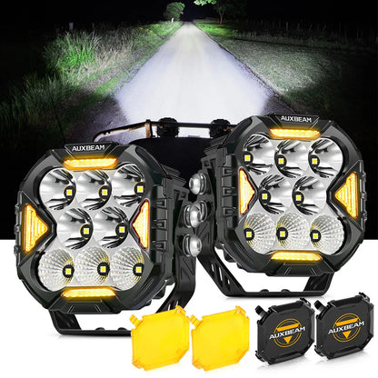CUBE-Z série 4″ Combo Projecteurs LED compacts tout-terrain avec blanc DRL & feux clignotants orange – vue 16 – NOVADOMIO
