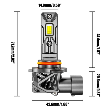 9005/HB3 Ampoules de phare LED 90W 22000LM Q26S série 1: 1 format identique à l’origine 6500K blanc froid – 2 ampoules – vue