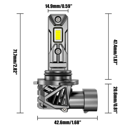 9006/HB4 Ampoules de phare LED 90W 22000LM Q26S série 1: 1 format identique à l’origine 6500K blanc froid – 2 ampoules – vue