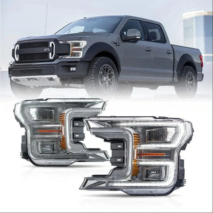 LED bloc optique avant projecteur double faisceau avec Start-up Animation noir/chromé pour 2018–2020 Ford F150 13th Gen – vue