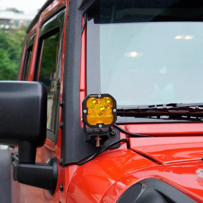 52″ 5D-PRO Barres LED & 3″projecteurs LED compacts & conception 2-en-1 pare-brise supports de montage pour Jeep Wrangler JK