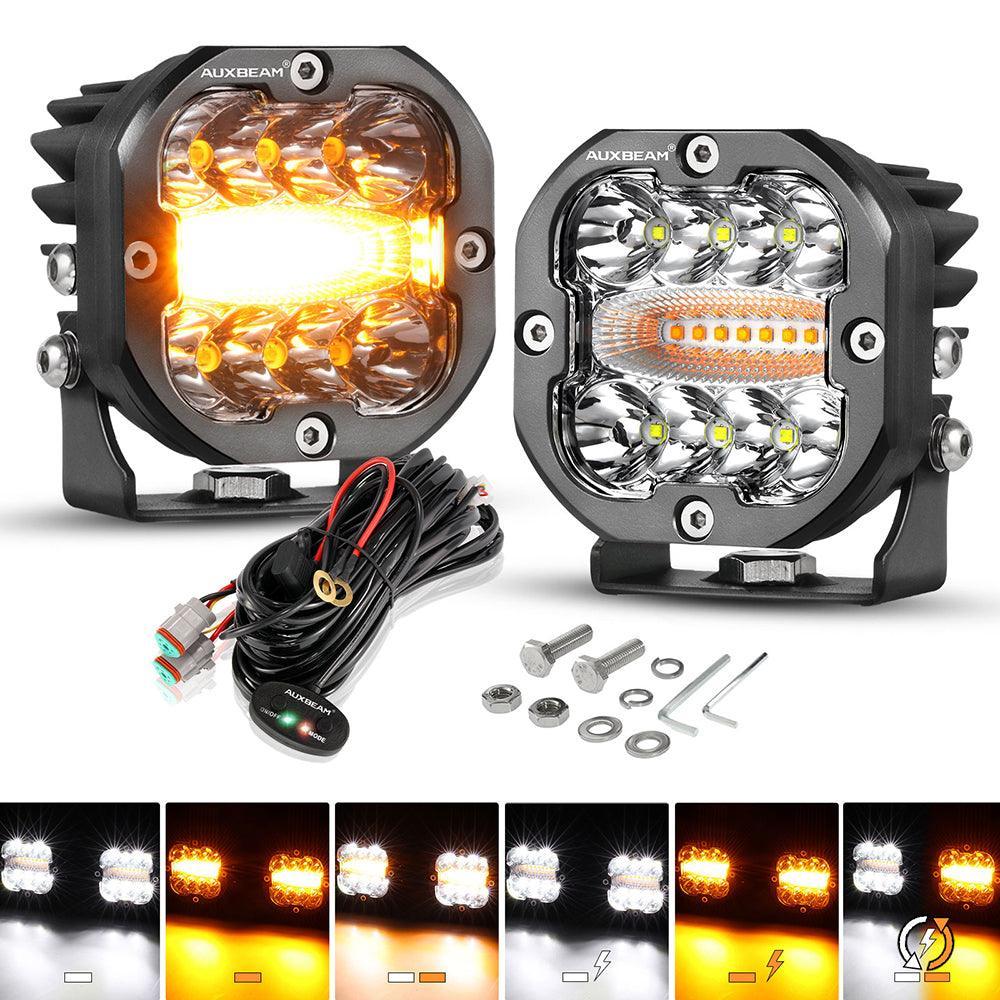 XP-ULTRA série 3 INCH 96W 9600LM LED PODS 6 MODES blanc orange FLASHING LED DRIVING LIGHTS
