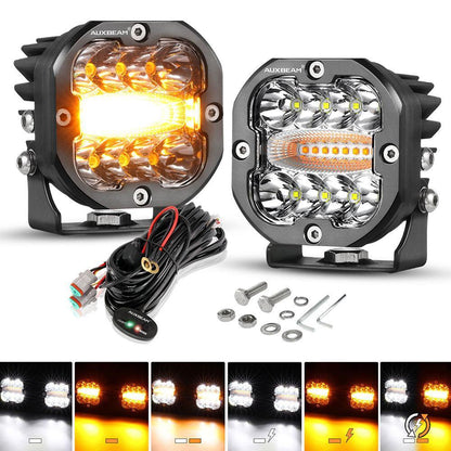 XP-ULTRA série 3″ 96 W 9 600 lm projecteurs LED compacts 6 MODES blanc orange clignotant LED feux longue portée – NOVADOMIO