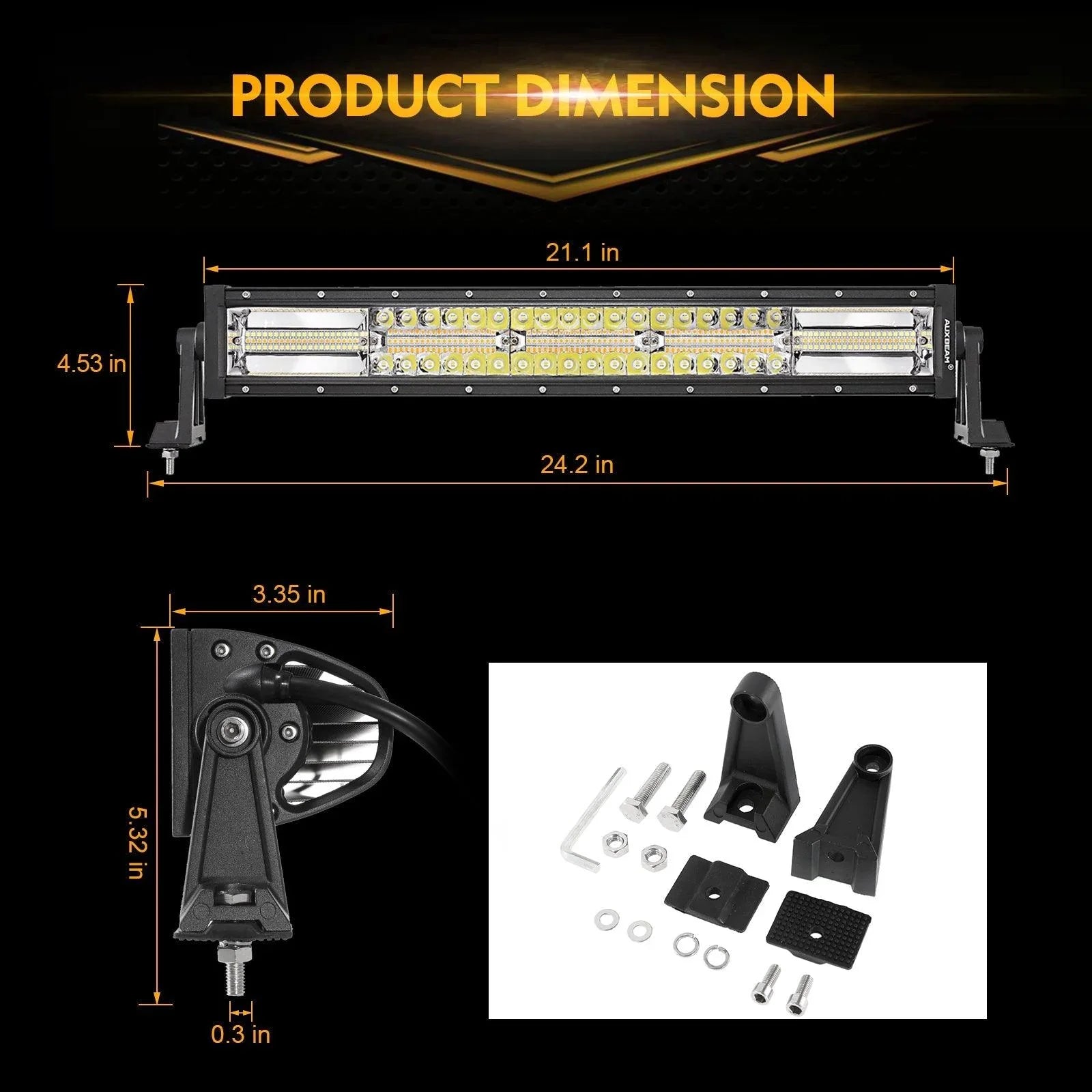 6 Modes série 22 Inch/30 Inch/42 Inch/50 Inch blanc&orange Barres LED – vue 7