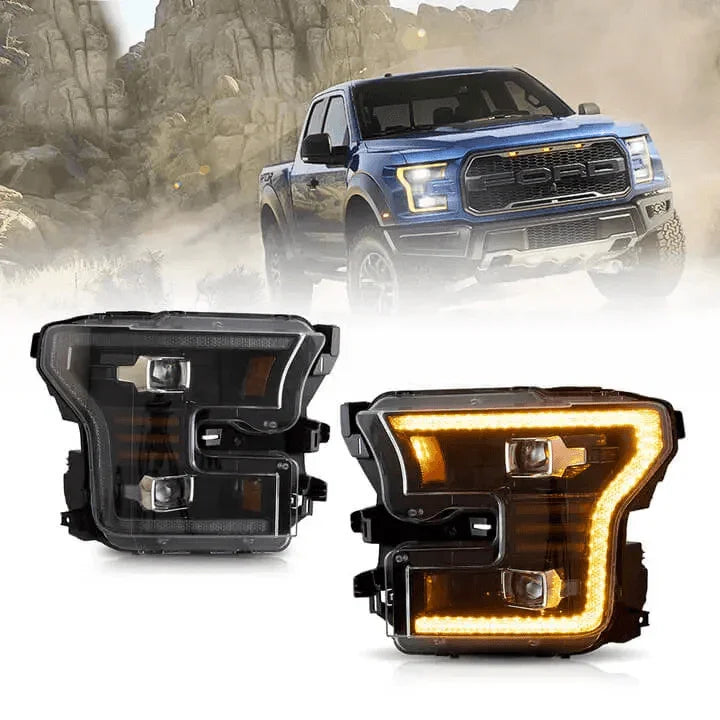LED bloc optique avant Dual Beam Projector noir pour 2015-2017 Ford F150 (Fit Factory Halogen Version seule) – vue 9