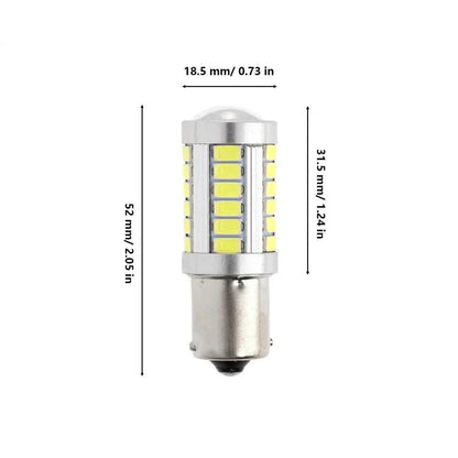 1156 P21W BA15S Ampoules LED pour recul, clignotants, stop et feux arrière 20W 4000LM 6500K blanc 33LED série – 2 ampoules