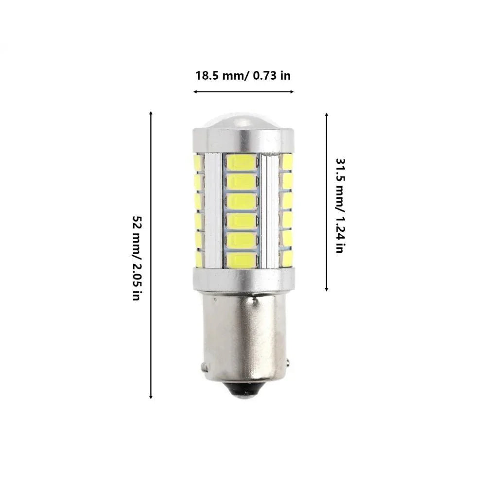 1156 P21W BA15S Ampoules LED pour clignotants avant/arrière et feux latéraux 20W 4000LM 3500K orange 33LED série – 2 ampoule…