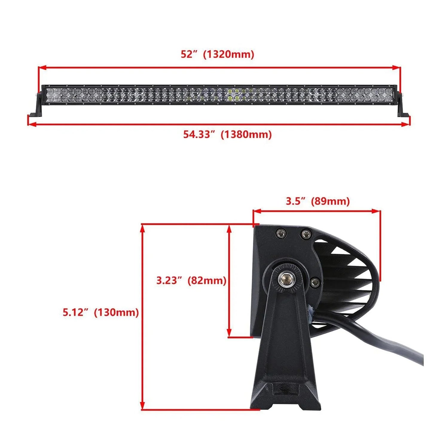 52" 5D-série Straight Barres LED&Windshield Mounting Brackets pour Jeep Wrangler JK 2007~2017 – vue 6