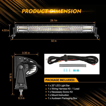 30″ 6 modes blanc&orange droit tout-terrain Barres LED – vue 4 – NOVADOMIO