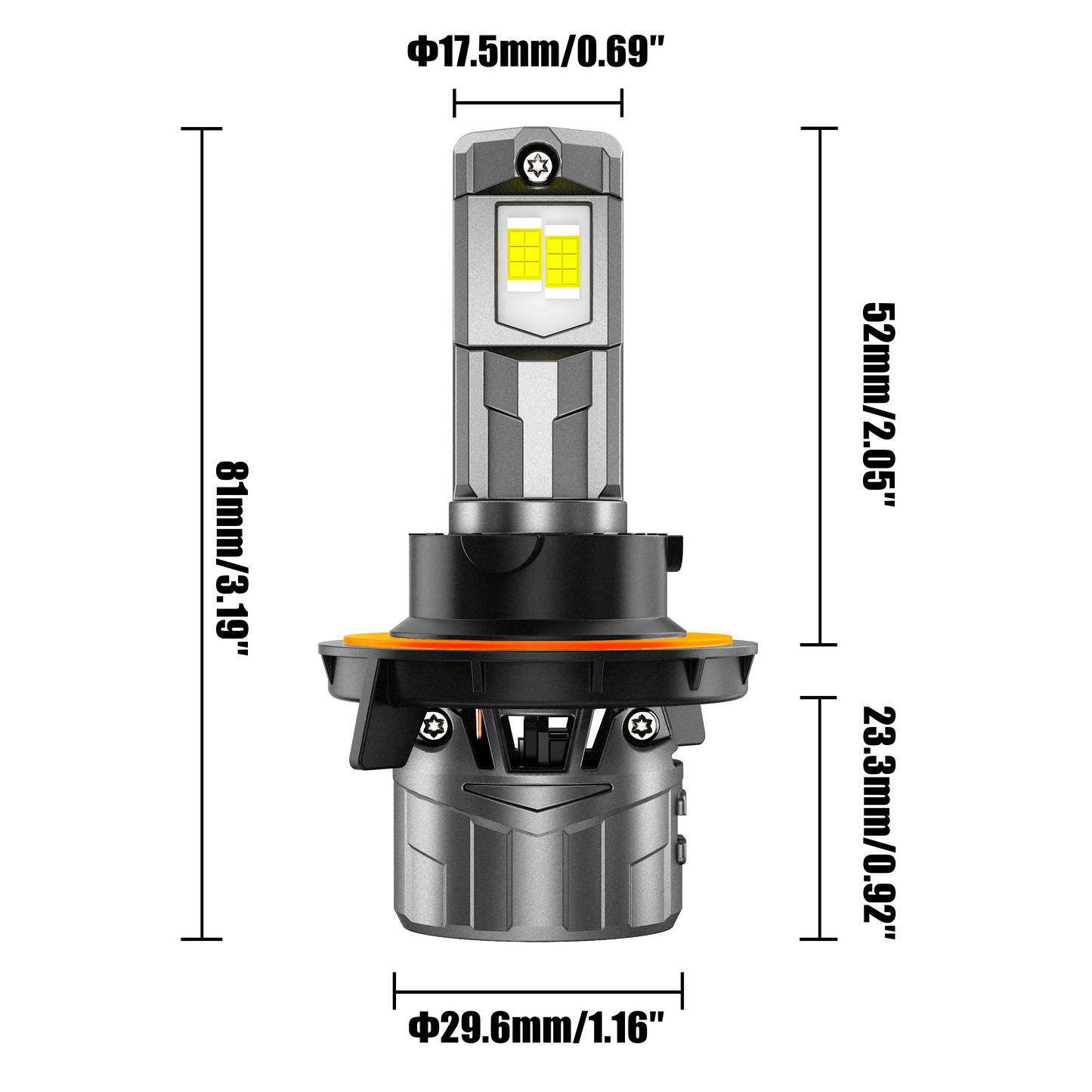 H13/9008 Ampoules de phare LED 100W 22000LM F18 série 1:1 format compact 6500K blanc froid – 2 ampoules – vue 6