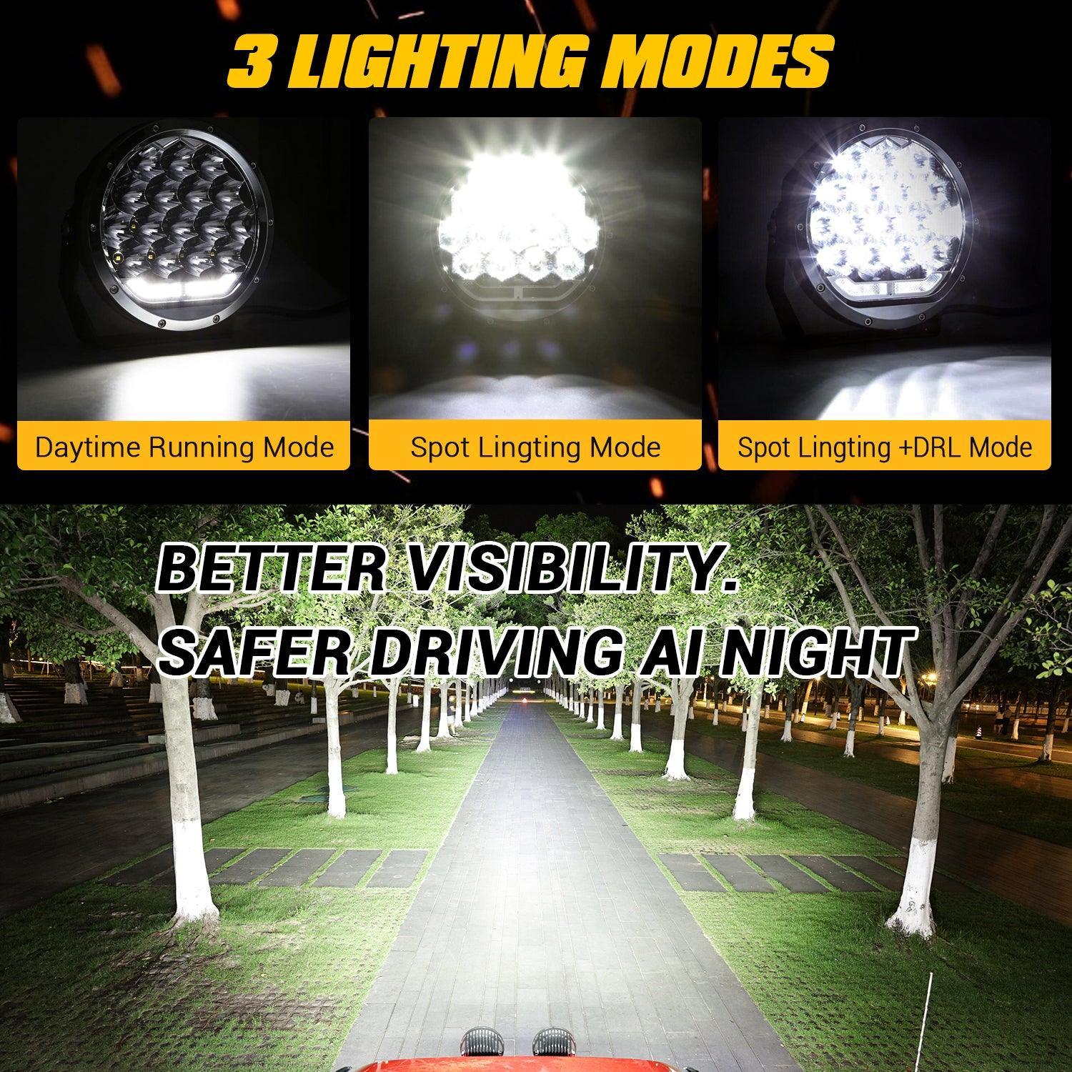 (2pcs/set) 7 Inch 178W Round tout-terrain faisceau longue portée LED Driving Lights – vue 5