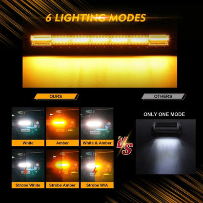 30″ 6 modes blanc&orange droit tout-terrain Barres LED – vue 3 – NOVADOMIO