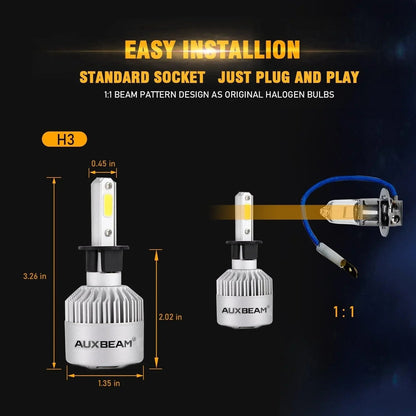 H3 Ampoules de phare LED 72 W 8 000 lm S2 série haute luminosité COB 6 500 K blanc froid – 2 ampoules – vue 8 – NOVADOMIO