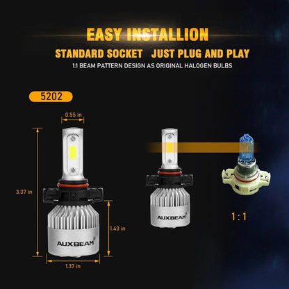 5202 Ampoules de phare LED 72 W 8 000 lm S2 série haute luminosité COB 6 500 K blanc froid – 2 ampoules – vue 9 – NOVADOMIO
