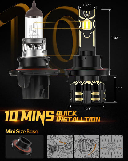 H13/9008 Ampoules de phare LED 120W 25000LM GX série Brightest 6500K blanc froid – 2 ampoules – vue 11 – NOVADOMIO