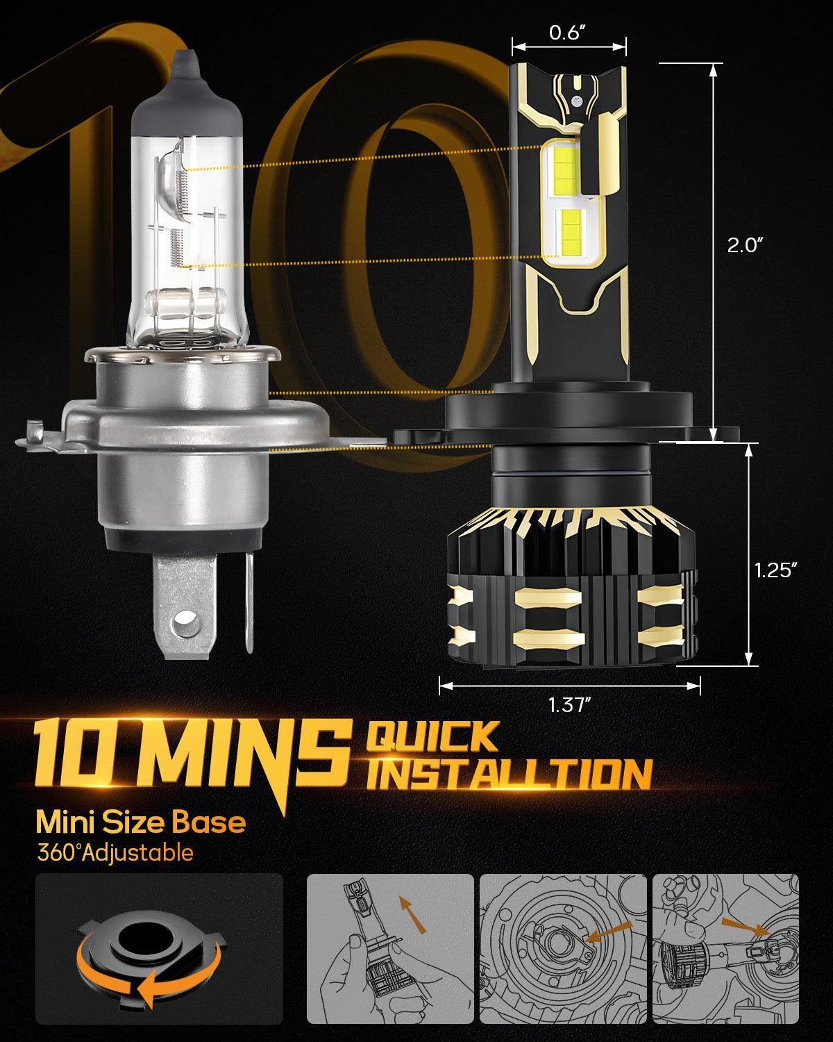 H4/9003 Ampoules de phare LED 120W 25000LM GX série Brightest 6500K blanc froid – 2 ampoules – vue 11