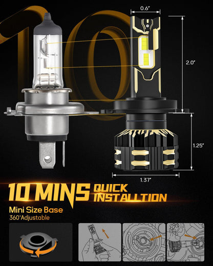 H4/9003 Ampoules de phare LED 120W 25000LM GX série Brightest 6500K blanc froid – 2 ampoules – vue 11 – NOVADOMIO