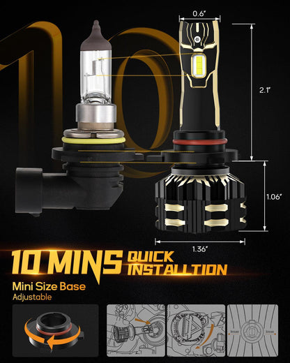 9012/HIR2 Ampoules de phare LED 120W 25000LM GX série Brightest 6500K blanc froid – 2 ampoules – vue 11 – NOVADOMIO