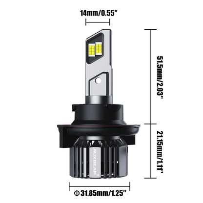 H13/9008 Ampoules de phare LED 90W 20000LM F15 série 20% Smaller Size 6500K blanc froid – 2 ampoules – vue 6 – NOVADOMIO