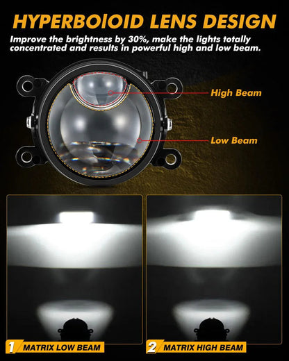 3″ 90 W Bi-LED lentille projecteur antibrouillard 6 000 K Hyperboloid Lens antibrouillard avec Matrix auxiliaire Beam pour