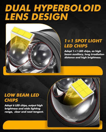 3″ 106 W feux de route 70 feux de croisement Bi-LED lentille projecteur antibrouillard 6 000 K Dual Direct-Beam Laser spot