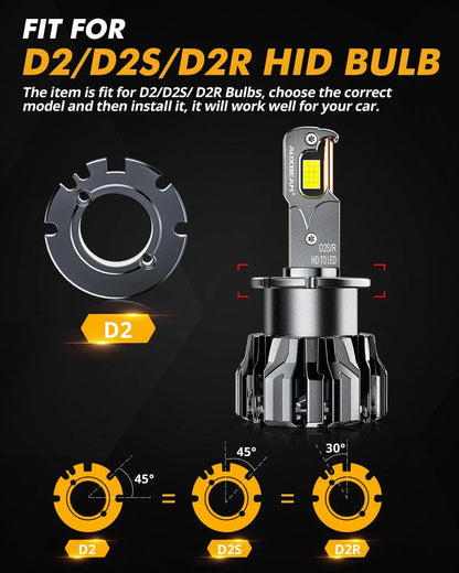 D2 D2S D2R Ampoules de phare LED 70 W 22 000 lm D-PRO série remplacement HID 6 500 K blanc froid – 2 ampoules – vue 5
