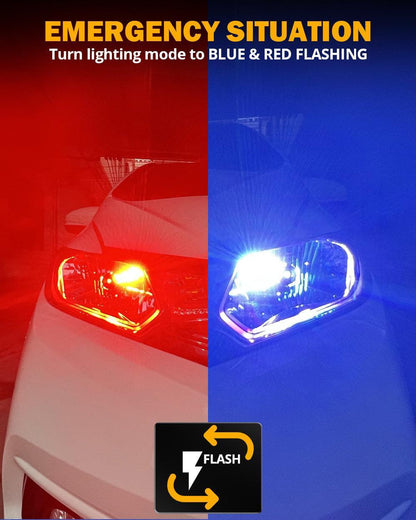 H4/9003 RGB Ampoules de phare LED/DRL/antibrouillard R7 série 70 W 25 000 lm 6 500 K blanc froid + RGB télécommande – 2