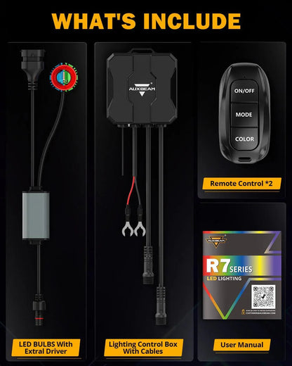 R7 série 25 000 lm 70 W RGB télécommande Ampoules de phare LED/DRL/antibrouillard – vue 12 – NOVADOMIO
