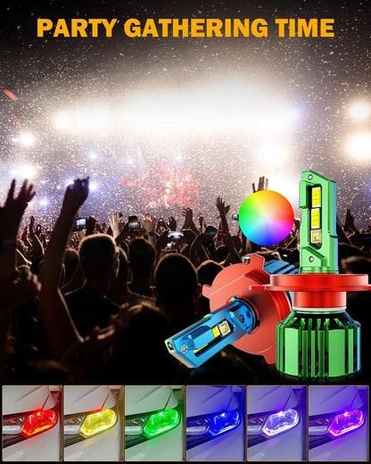 H4/9003 RGB Ampoules de phare LED/DRL/antibrouillard R7 série 70 W 25 000 lm 6 500 K blanc froid + RGB télécommande – 2