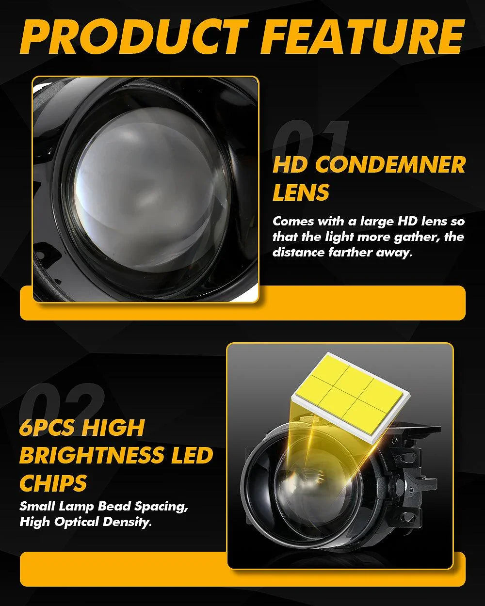 3 Inch 100W Bi-LED Projector Lens Fog Light 6000K HD Lens pour Toyota/Honda | 2PCS/Set – vue 2