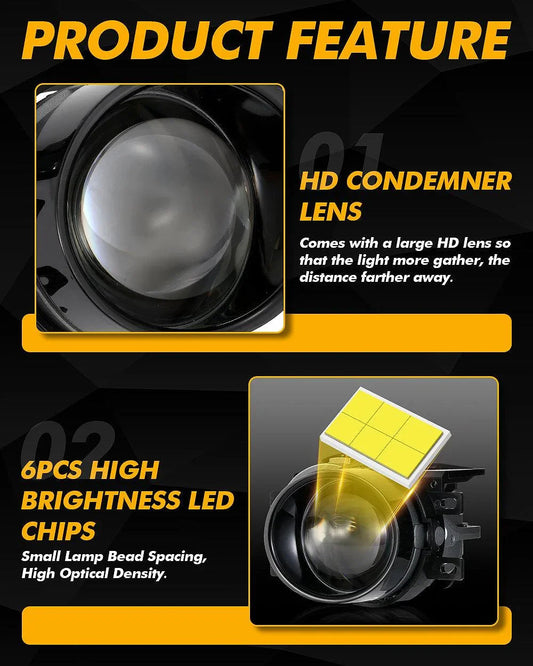 3″ 100 W Bi-LED lentille projecteur antibrouillard 6 000 K HD Lens pour Toyota/Honda | lot de 2 – vue 2 – NOVADOMIO