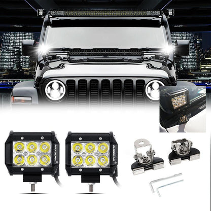 4″ Classic-SM série faisceau longue portée projecteurs LED compacts + universel LED feux de travail supports de montage